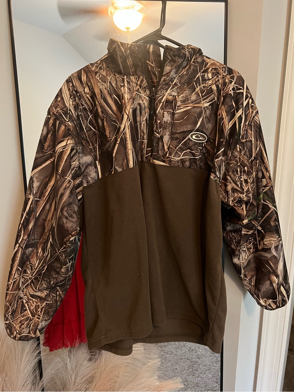 Drake Realtree Camo Pullover Jacket with Brown Lower Panel